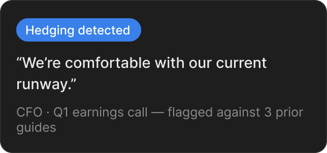 Hedging detected in an earnings call quote